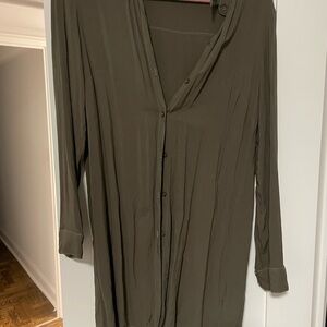 Olive Green Long Button-Down tunic